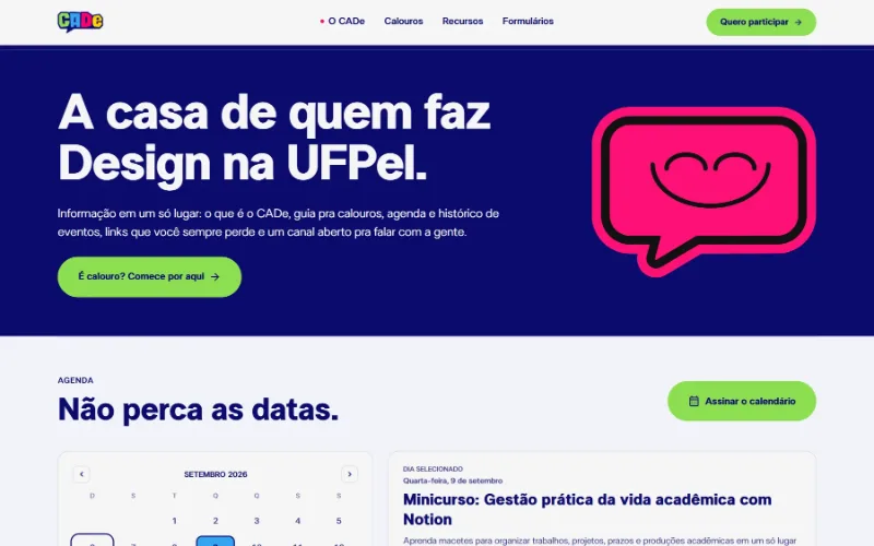Miniatura do site do Centro Acadêmico de Design da UFPel