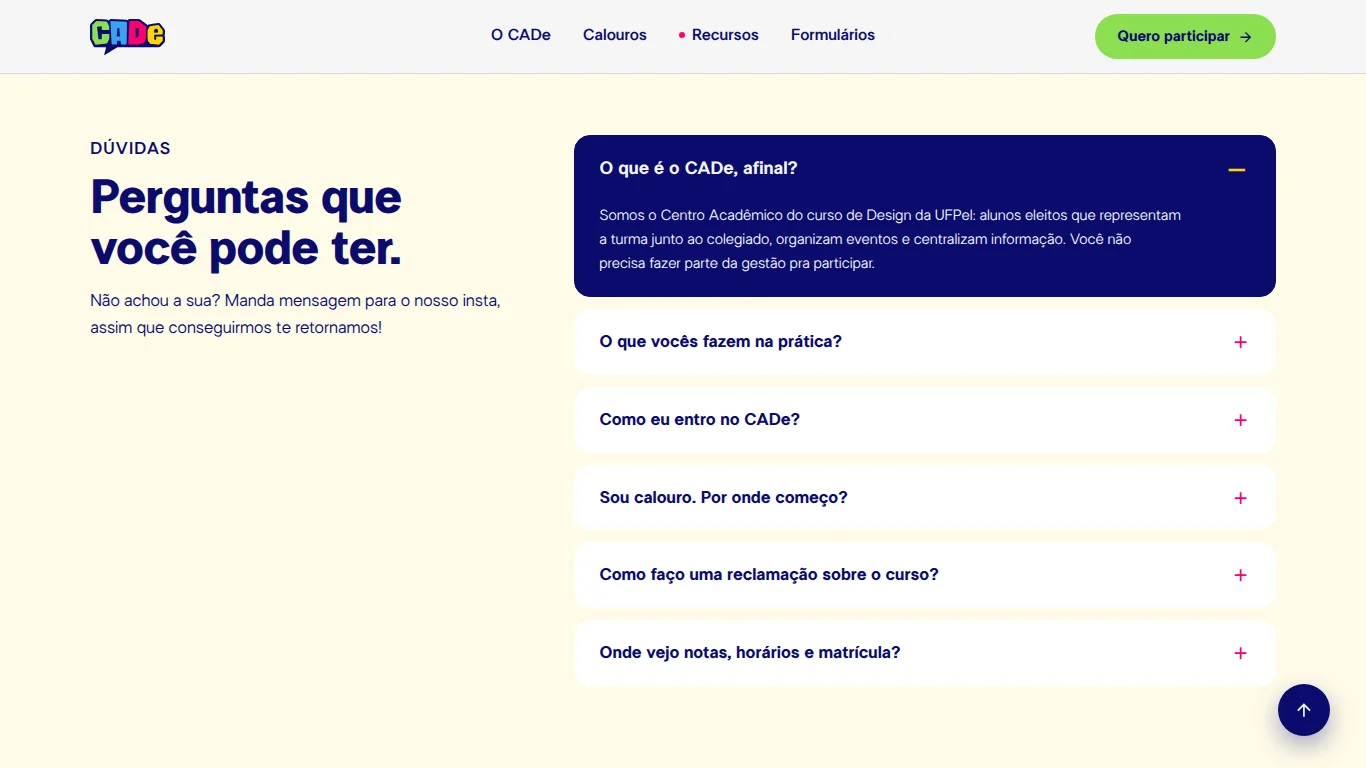 Seção de perguntas frequentes