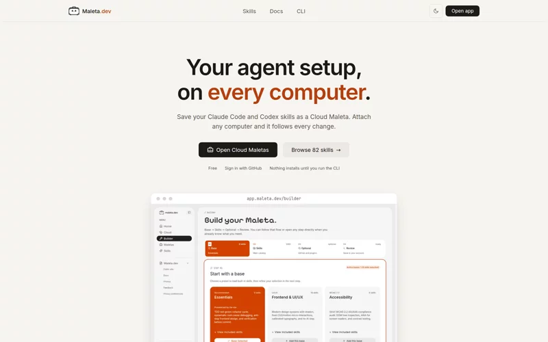 Miniatura do site editorial Maleta.dev