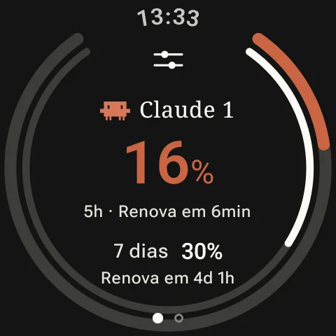 App do Wear OS mostrando o uso do Claude